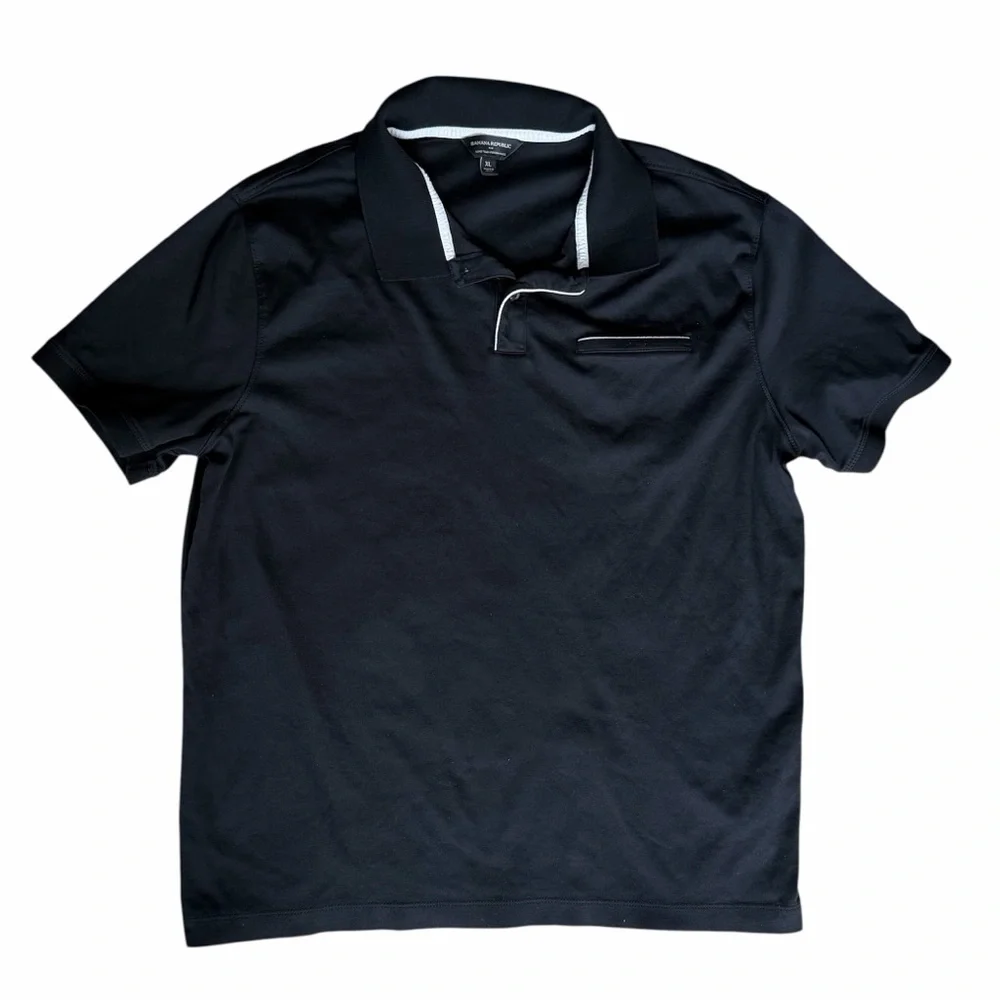 Banana Republic Luxe Touch Performance Shirt Mens XL Black Golf Polo